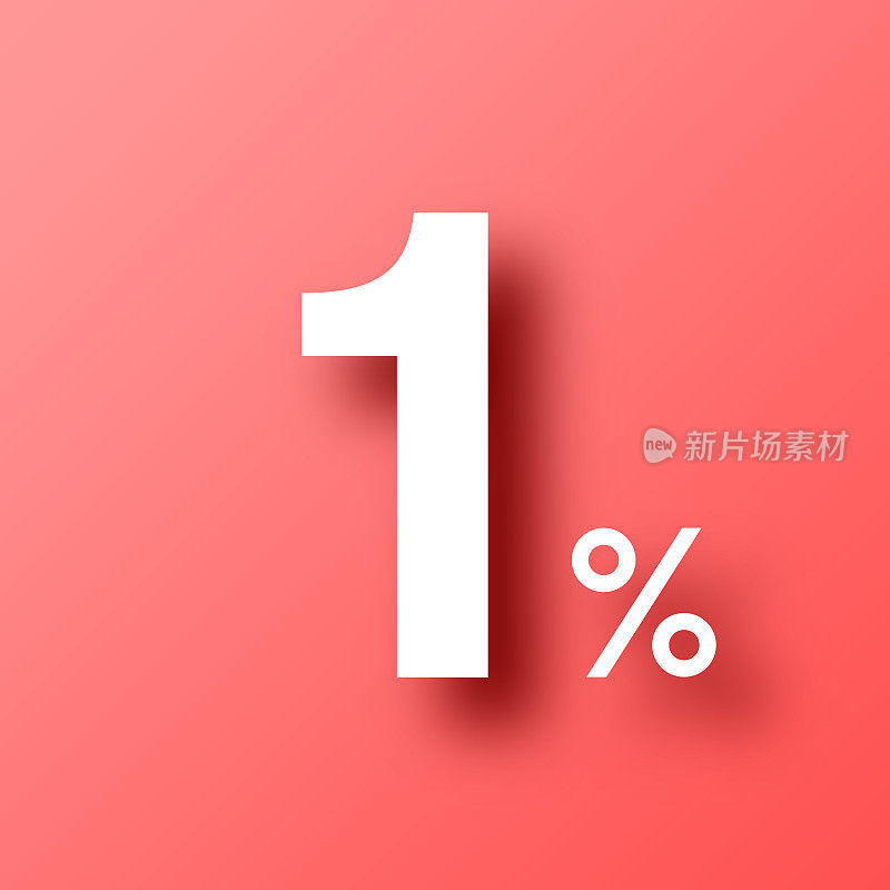 1% - 1%。图标在红色背景与阴影